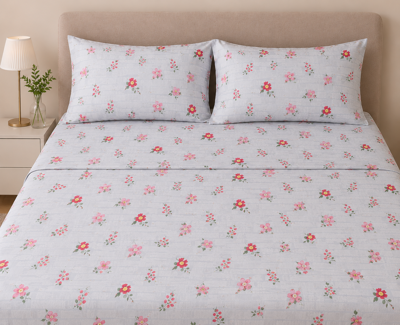 Set Blue Floral de Sábanas Lino