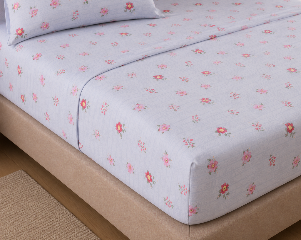 Set Blue Floral de Sábanas Lino