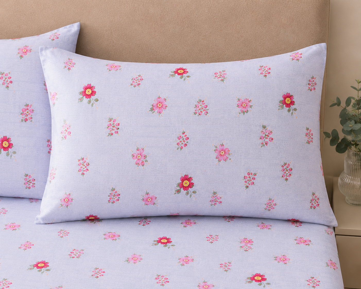 Set Blue Floral de Sábanas Lino